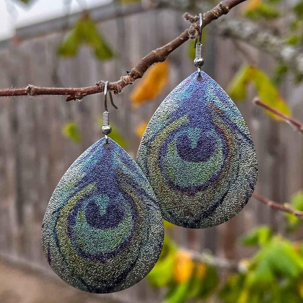 Peacock Teardrop Earrings - Picture 3 of 5